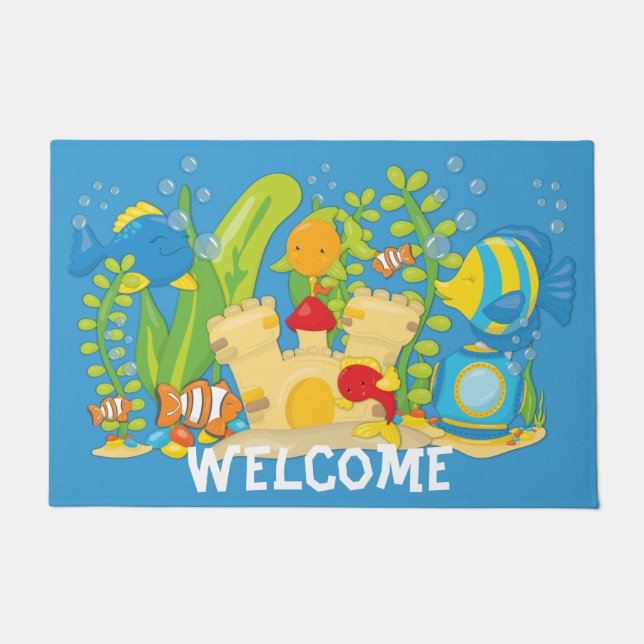 Felpudo Pescado acuario feliz (Anverso)