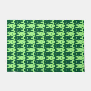 Felpudo Pescado moderno de mediados del siglo, verde esmer