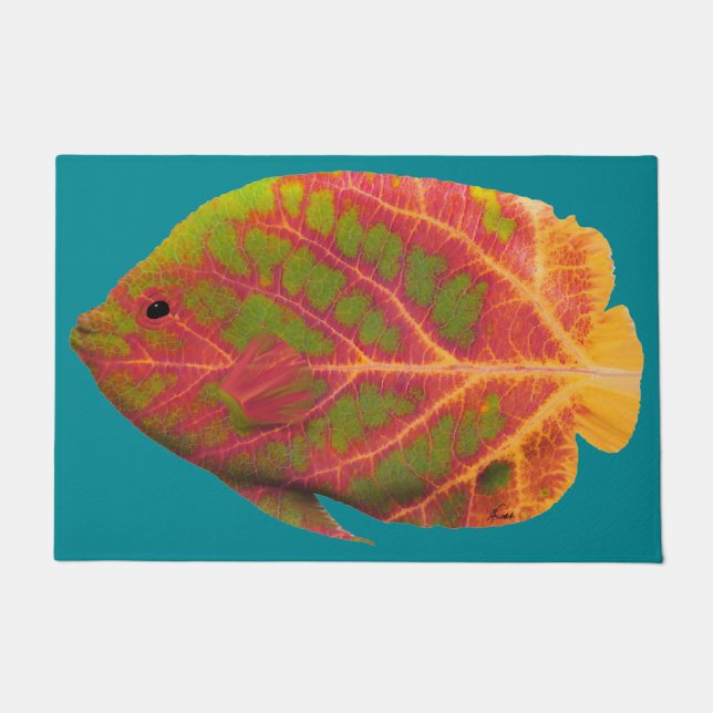 Felpudo Pescado tropical de hoja de ave 1 (Anverso)