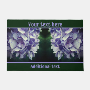 Felpudo Pétalos de flores de hidrangea azul personalizados