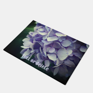 Felpudo Pétalos de flores de hidrangea azul personalizados