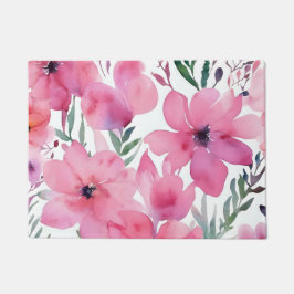 Felpudo Pétalos rosados | Flores pintadas florales de acua