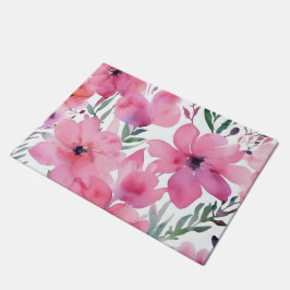 Felpudo Pétalos rosados | Flores pintadas florales de acua