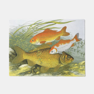 Felpudo Pez Koi Goldfish, Vida Marina Acuática Antigua