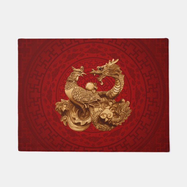 Felpudo Phoenix y Dragon - en rojo (Anverso)