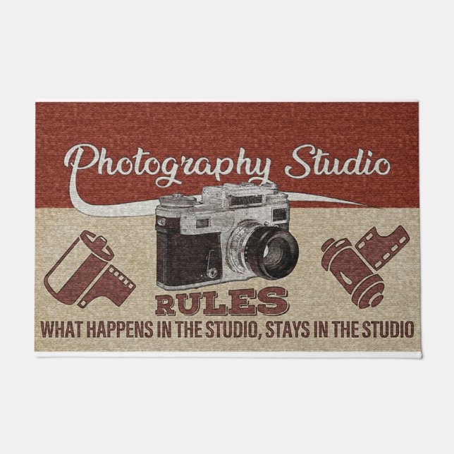 Felpudo Photography Studio Rules Rug, Cameraman Gift (Anverso)