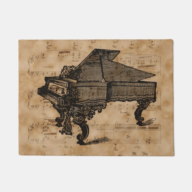 Felpudo Piano de cola antiguo en las hojas de música del (Anverso)