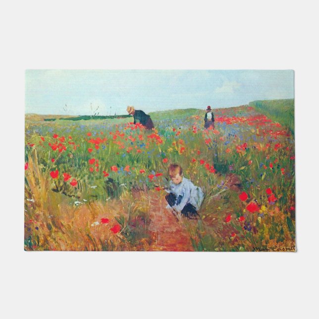 Felpudo Picando flores en un campo, Mary Cassatt (Anverso)