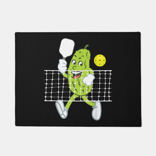 Felpudo Pickle Jugando Pickleball - Divertido Paddle (Anverso)