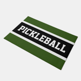 Felpudo PICKLEBALL Fun Athletic Forest Green Black Stripes