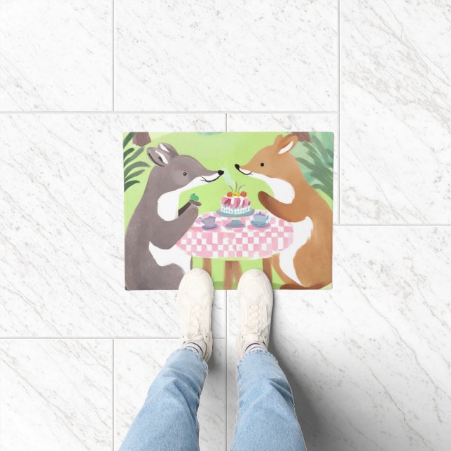 Felpudo Picnic de animales del bosque | Whimsical Cuta acu (Interior)