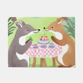 Felpudo Picnic de animales del bosque | Whimsical Cuta acu