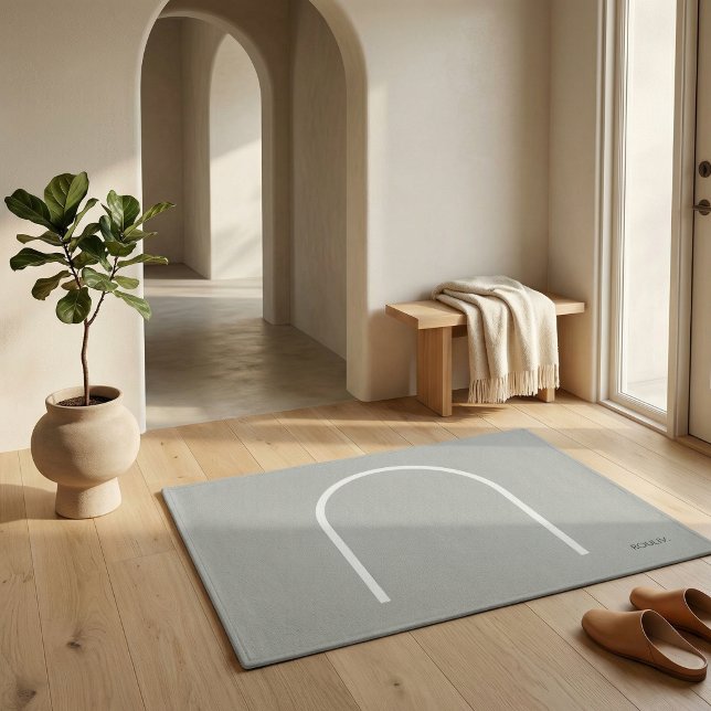 Felpudo Piedra Arquitectónica Gris Estilo Japandi Moderno (Architectural Stone Grey Arch Japandi Style Modern Doormat)