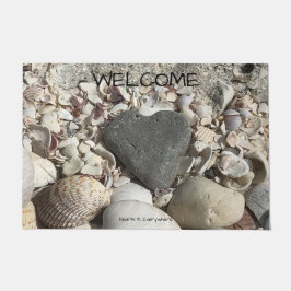 Felpudo Piedra gris del corazón en el doormat grande de la