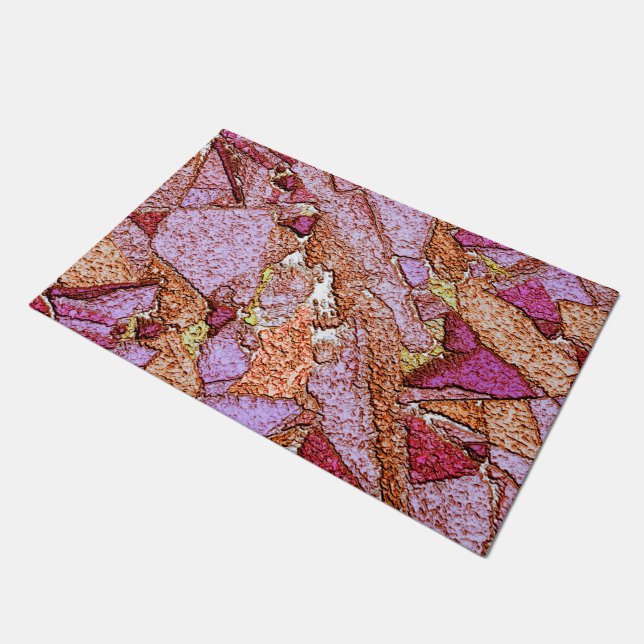 Felpudo Piedras volcánicas pintadas de púrpura rosa dibuja (Angular)