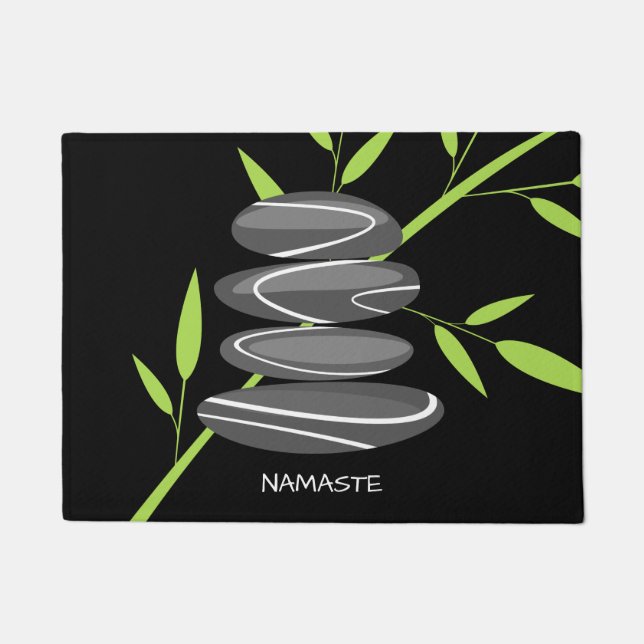 Felpudo Piedras zen de guijarros apiladas y alfombrilla de (Anverso)