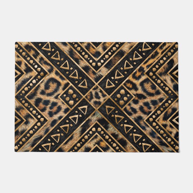 Felpudo Piel leopart con decoración africana #2 (Anverso)