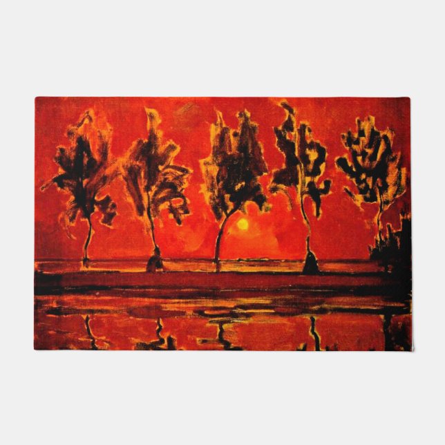 Felpudo Pieta de arte mondriano, árboles por el geo en el  (Anverso)