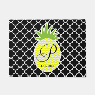 Felpudo Piña y Quatrefoil negro
