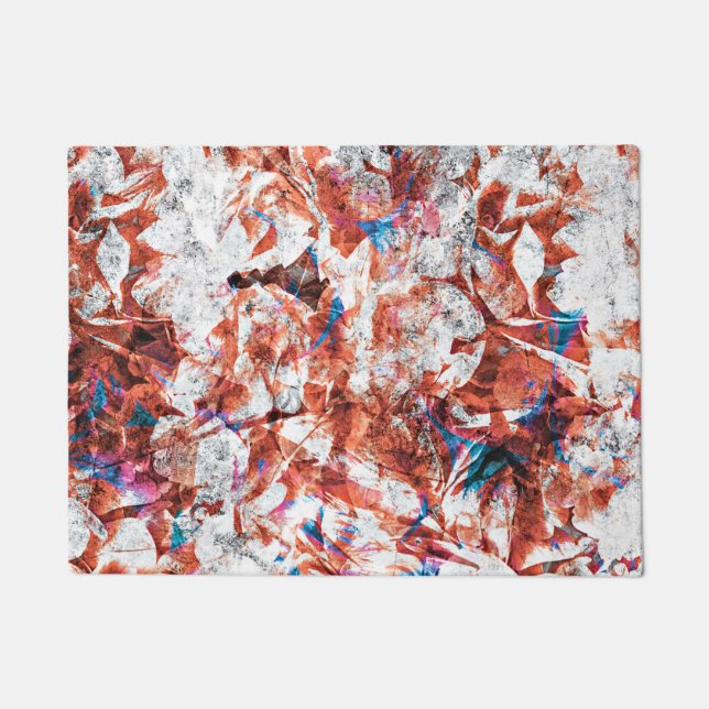 Felpudo Pincel de pintura rojo arte digital abstracto (Anverso)