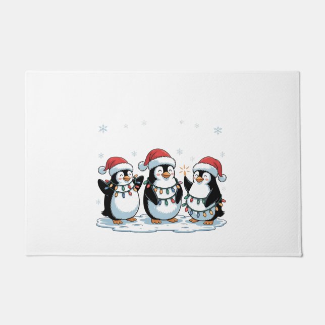 Felpudo Pingüino lindo con Santa Hat Xmas Penguin Lover (Anverso)