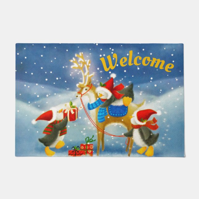 Felpudo Pingüino y reno (Anverso)