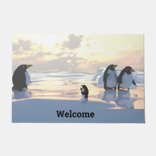 Felpudo pingüinos relajándose en un témpano de hielo