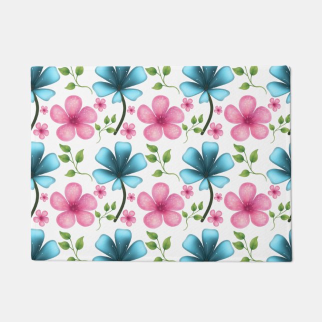 Felpudo Pink & Blue Floral Seamless Pattern (Anverso)