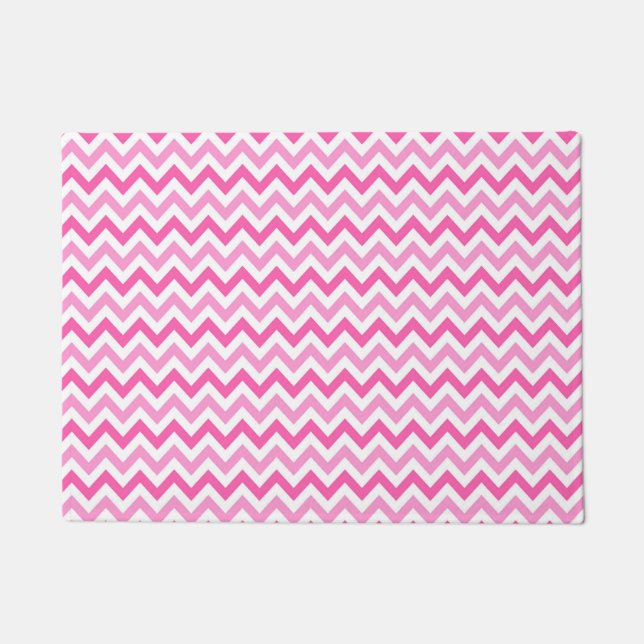 Felpudo Pink Chevron Breast Cancer Awareness Pattern (Anverso)