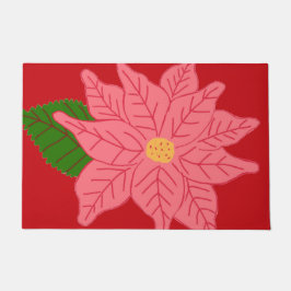 Felpudo Pink Christmas Poinsettia 