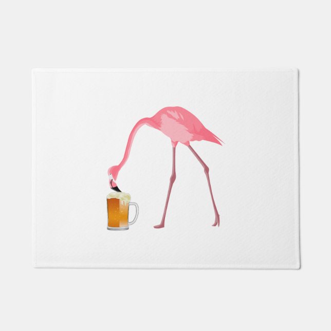 Felpudo Pink Flamingo Beer Lover (Anverso)
