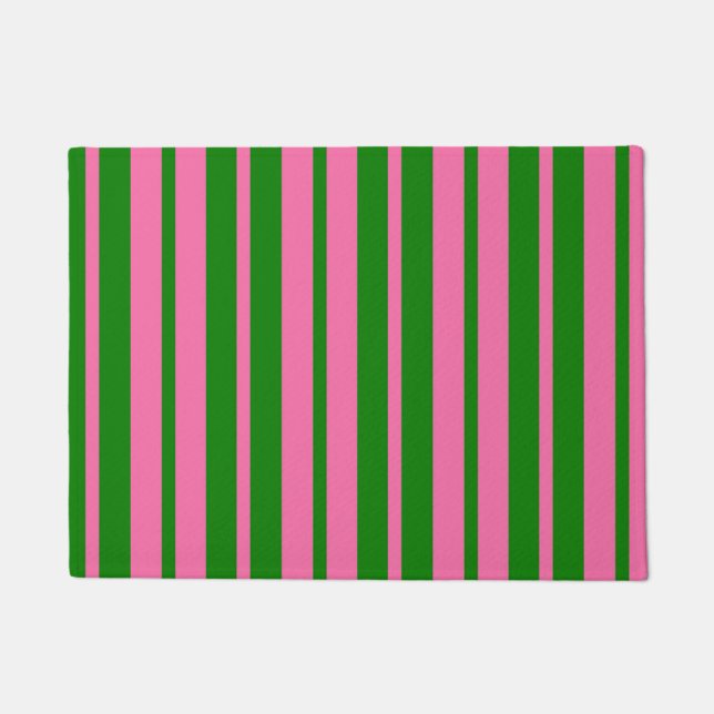 Felpudo Pink Green Stylish Stripes Pattern Design  (Anverso)