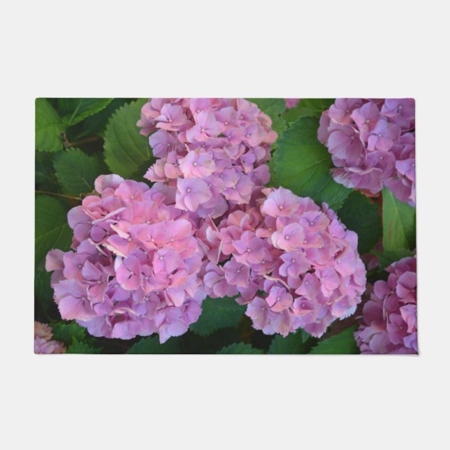 Felpudo Pink Hortensia hidrangea flores (Anverso)