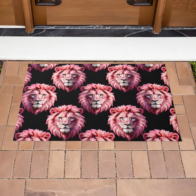 Felpudo Pink Lion Head Animal Pattern Design - Black  (Subido por el creador)