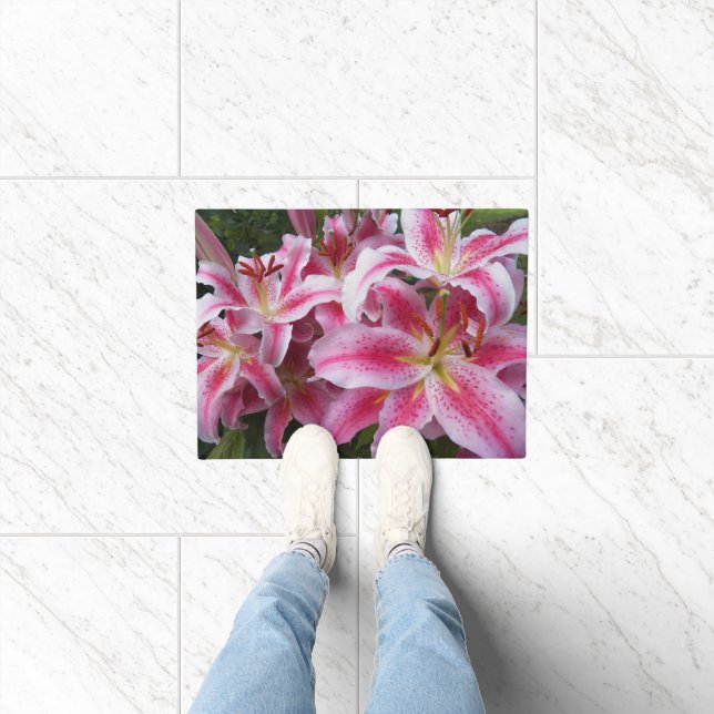 Felpudo Pink Oriental Lilies Floral (Interior)