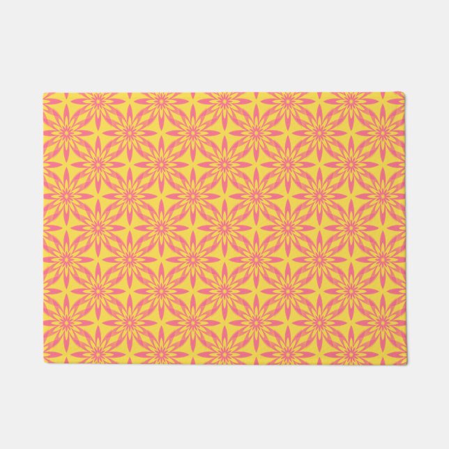 Felpudo Pink Yellow Flower Seamless Pattern (Anverso)