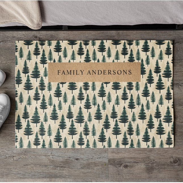 Felpudo Pino de época verde en verde oscuro y beige (Subido por el creador)