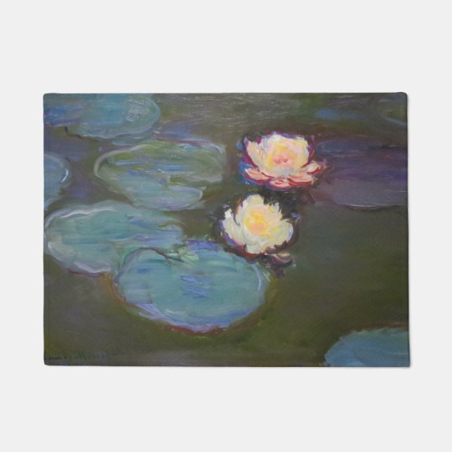 Felpudo Pintado de naves acuáticas de Monet Water Lily Lil (Anverso)