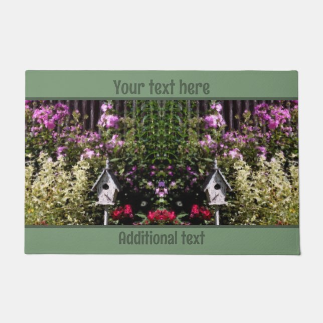 Felpudo Pintado personalizado en casa de pájaros de jardín (Anverso)