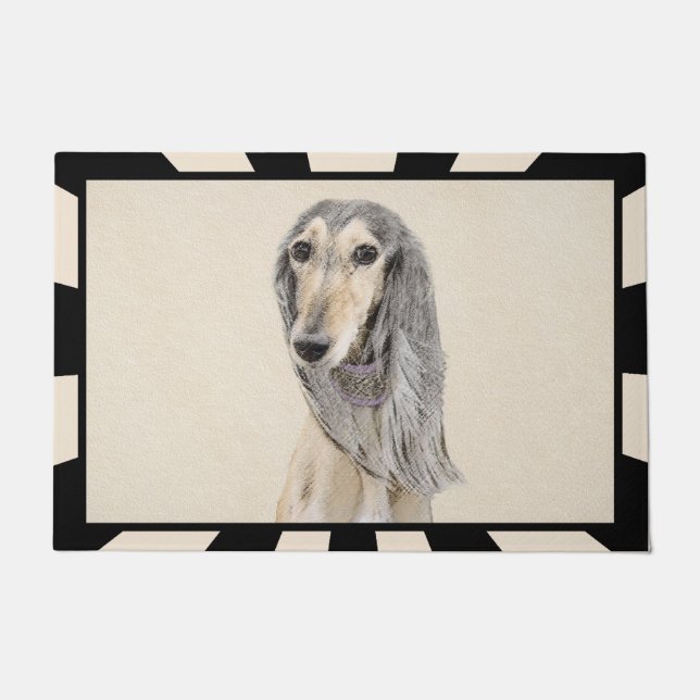 Felpudo Pintado Saluki (Amanecer) - Arte Perro Original Cu (Anverso)