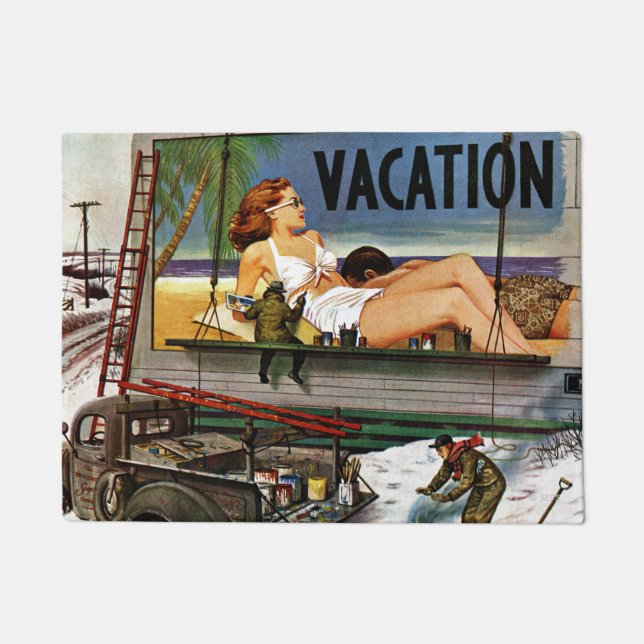 Felpudo Pintores de pizarra en invierno por Stevan Dohanos (Anverso)