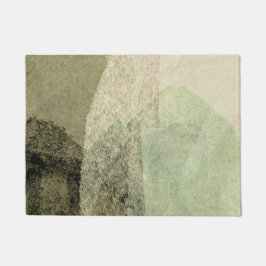 Felpudo Pintura abstracta de trazo de pincel verde blanco