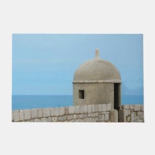 Felpudo Pintura acuarela del muro de la ciudad de Dubrovni