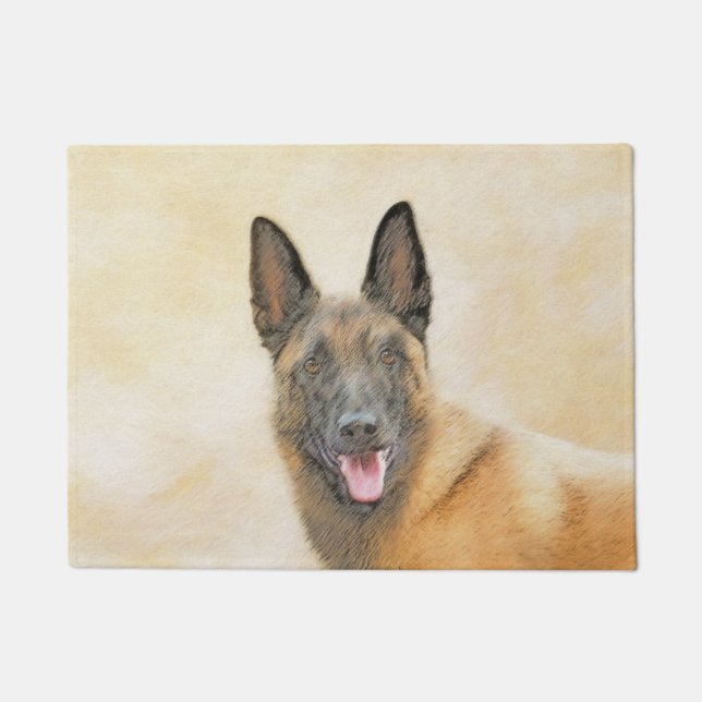 Felpudo Pintura belga malinois - Arte original del perro (Anverso)