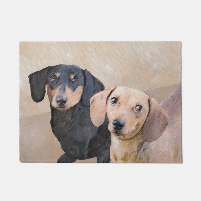 Felpudo Pintura Dachshund (suave) - Arte Perro Original (Anverso)