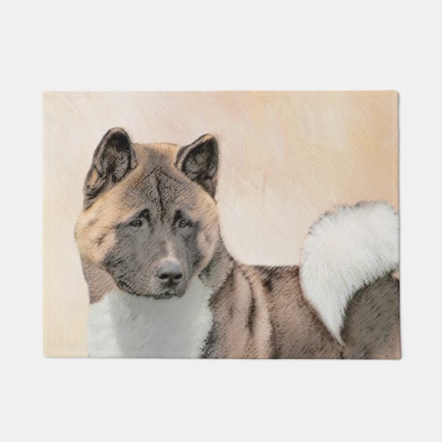 Felpudo Pintura de Akita - Arte de perro original curado (Anverso)