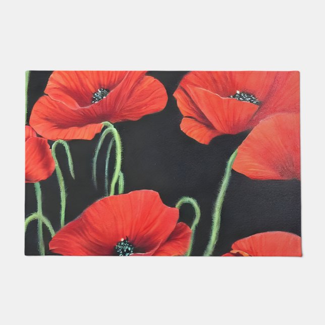 Felpudo Pintura de arte de Red Poppies (Anverso)