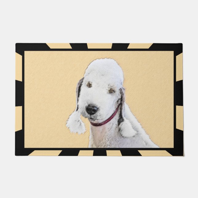 Felpudo Pintura de Bedlington Terrier - Original Perro Art (Anverso)