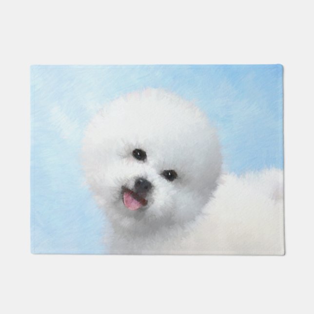 Felpudo Pintura de Bichon Frise - Arte de Perro Original. (Anverso)