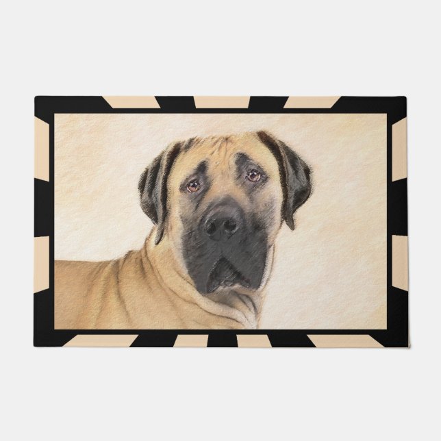Felpudo Pintura de Boerboel - Arte de Perro Original. (Anverso)